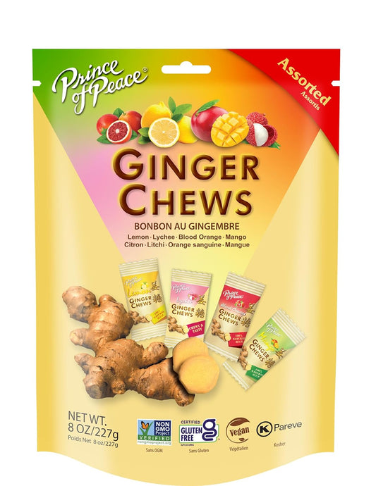 Prince of Peach Ginger Chews- Assorted flavors- 8oz